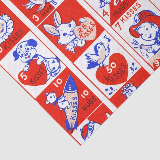 Valentijn Retro Liefde Knuffels Schattige Patroon Tissuepapier (Detail)