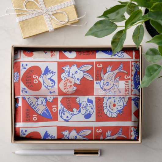 Valentijn Retro Liefde Knuffels Schattige Patroon Tissuepapier (Geschenk)