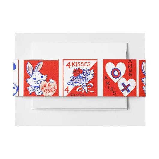 Valentijn Retro Liefde Knuffels Schattige Patroon Uitnodigingen Wikkel (Voorkant Voorbeeld)