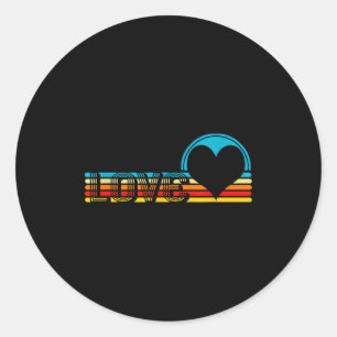 Valentijn Retro Liefde Regenboog Hart  Ronde Sticker