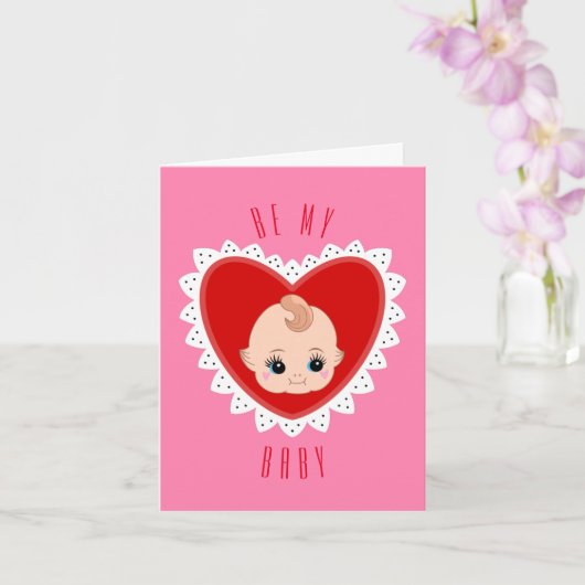 Valentijn retro vintage babypop kaart (Orchidee)