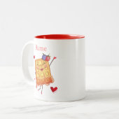  Valentijn Retro Waffle Karakter Tweekleurige Koffiemok (Voorkant links)