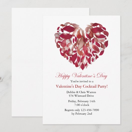 Valentijn Ribbons Uitnodiging (Voorkant / Achterkant)