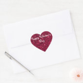 Valentijn rode glitter hart sticker (Envelop)