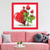 VALENTIJN RODE HART EN RODE ROSEN CANVAS AFDRUK (Insitu (Woonkamer))