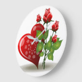 VALENTIJN RODE HART EN RODE ROSEN GROTE KLOK (Hoek)