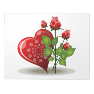 VALENTIJN RODE HART EN RODE ROSEN NOTITIEBLOK