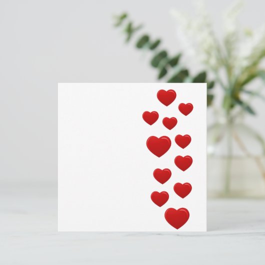 valentijn rode harten feestdagenkaart (Staand voorkant)