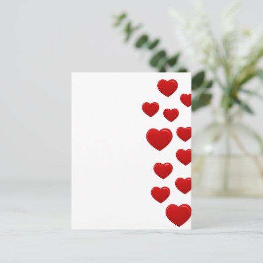 valentijn rode harten feestdagenkaart (Staand voorkant)