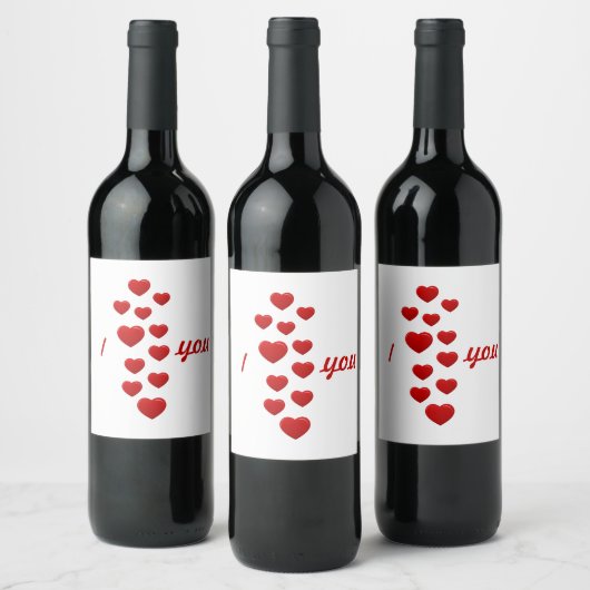 valentijn rode harten Ik hou van je Wijn Etiket (Flessen)