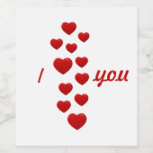 valentijn rode harten Ik hou van je Wijn Etiket (Enkel label)