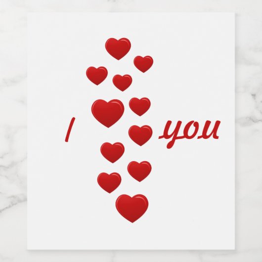 valentijn rode harten Ik hou van je Wijn Etiket (Enkel label)