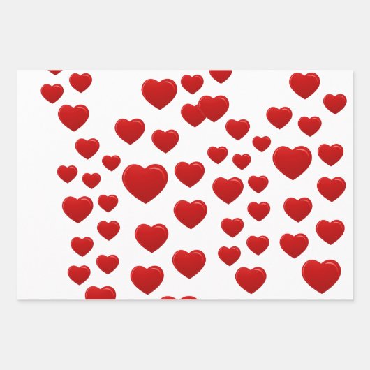 valentijn rode harten inpakpapier vel (Voorkant)