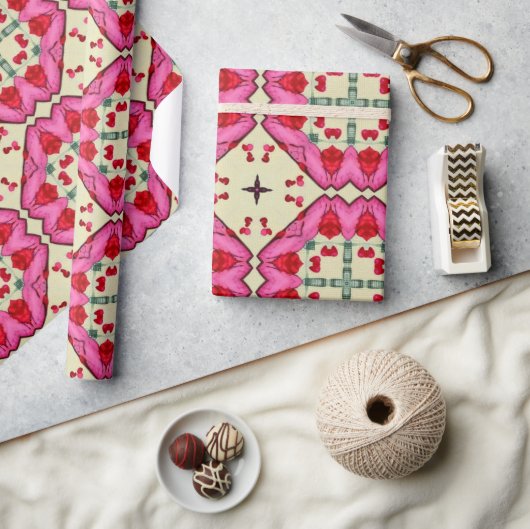 Valentijn rode harten romance abstract patroon 14 cadeaupapier (Crafts)