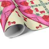 Valentijn rode harten romance abstract patroon 14 cadeaupapier (Rol Hoek)