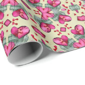 Valentijn rode harten romance abstract patroon 1 cadeaupapier (Rol Hoek)