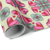 Valentijn rode harten romance abstract patroon 2 cadeaupapier (Rol Hoek)