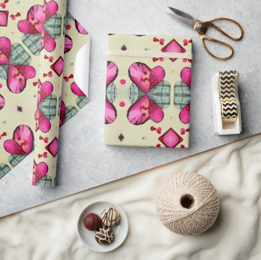 Valentijn rode harten romance abstract patroon 6 cadeaupapier (Crafts)