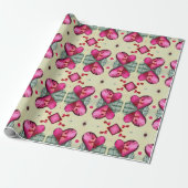 Valentijn rode harten romance abstract patroon 6 cadeaupapier (Uitgerold)