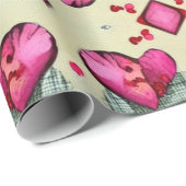 Valentijn rode harten romance abstract patroon 6 cadeaupapier (Rol Hoek)