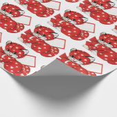  Valentijn Rode Kat Witte Harten Retro Liefde Cadeaupapier (Hoek)