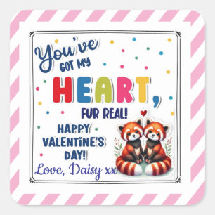 Valentijn Rode panda Vierkante Sticker