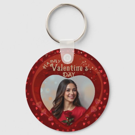 Valentijn Rode sierfoto Sleutelhanger (Voorkant)