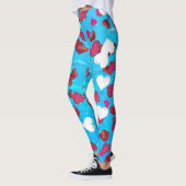 Valentijn Romantic Sweeping Hearts Aqua Blue Ocean Leggings (Links)