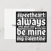 Valentijn Romantisch WordArt Witte Tekst Zwart Feestdagenkaart (Voorkant / Achterkant)