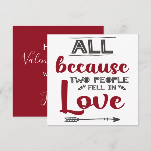 Valentijn romantische liefdesquote feestdagenkaart (Voorkant / Achterkant)