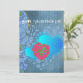 Valentijn-Romantische Rozen die een hartblauwe kaa Kaart (Staand voorkant)