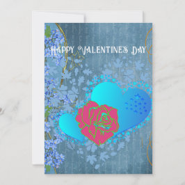 Valentijn-Romantische Rozen die een hartblauwe kaa Kaart