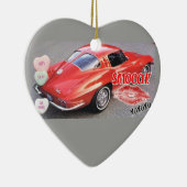 Valentijn Rood corvette gesplitst venster Klassiek Keramisch Ornament (Rechts)