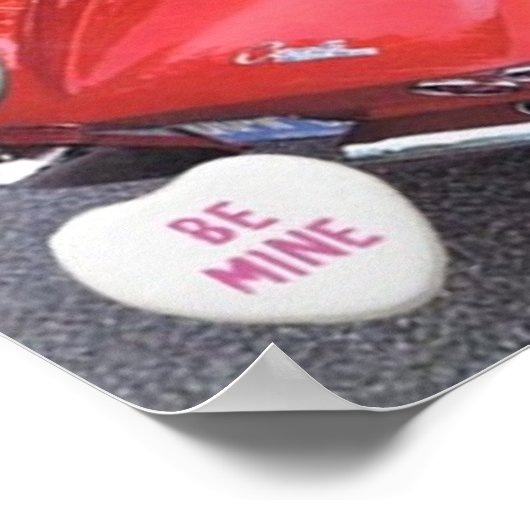 Valentijn Rood corvette gesplitst venster Klassiek Poster (Hoek)