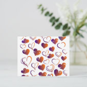 Valentijn rood en Paars hartpatroon Briefkaart (Staand voorkant)