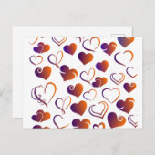 Valentijn rood en Paars hartpatroon Briefkaart (Voorkant / Achterkant)