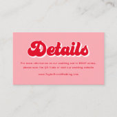 Valentijn rood en roze bruiloft informatiekaartje (Voorkant)