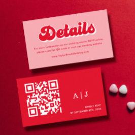 Valentijn rood en roze bruiloft informatiekaartje