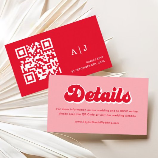 Valentijn rood en roze bruiloft informatiekaartje