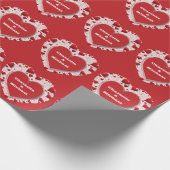 Valentijn rood en wit liefde hart patroon cadeaupapier (Hoek)