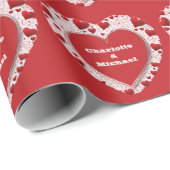 Valentijn rood en wit liefde hart patroon cadeaupapier (Rol Hoek)