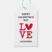 Valentijn rood en wit liefdeshart aangepaste cadea cadeaulabel (Voorkant)