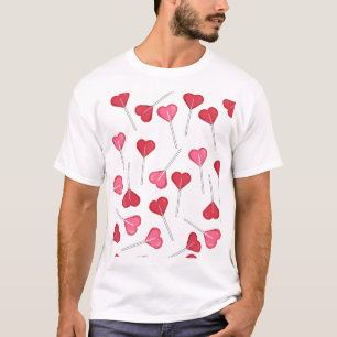  Valentijn Rood Hart   Lollipop-patroon T-shirt