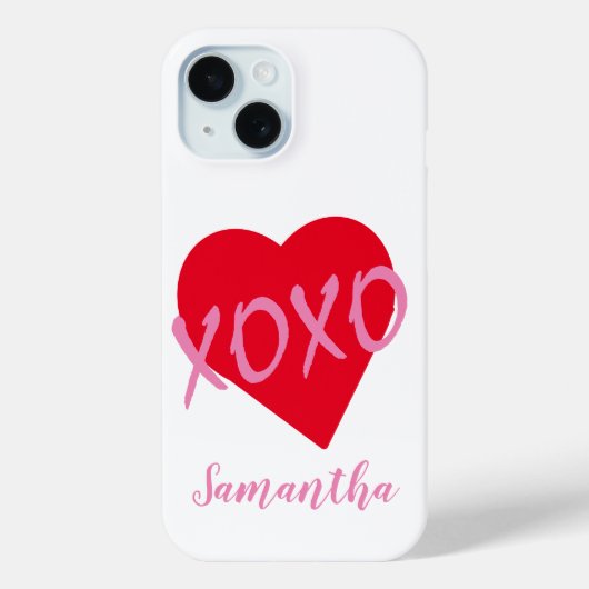Valentijn Rood Hart Roze XOXO Eenvoudig Schattige Case-Mate iPhone Case (Achterkant)