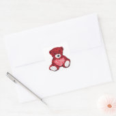 Valentijn rood met roze geometrische Teddy Bear Vierkante Sticker (Envelop)