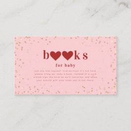 Valentijn Rood roze Baby shower Boek Verzoek Informatiekaartje
