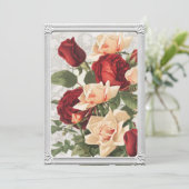 Valentijn Rood Roze Roze Roze Floral Zilver Lijst Feestdagenkaart (Staand voorkant)