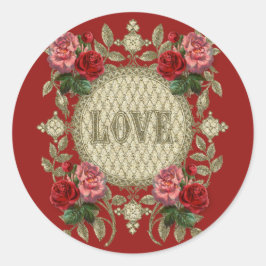  Valentijn Rood roze rozen LOVE Ronde Sticker