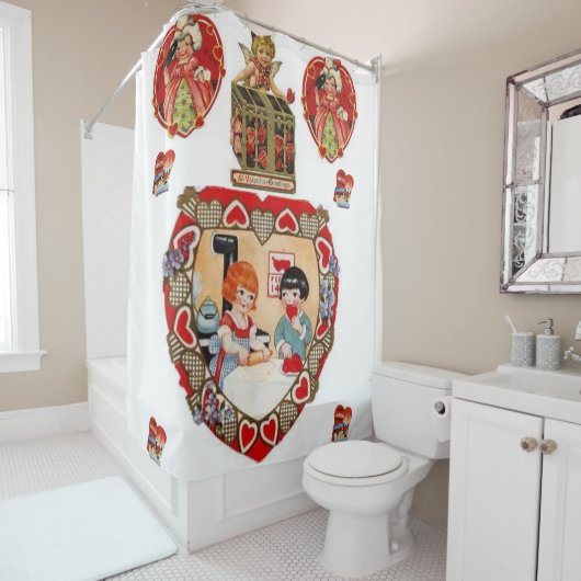  valentijn rood wit douwergordijn douchegordijn (In situ)