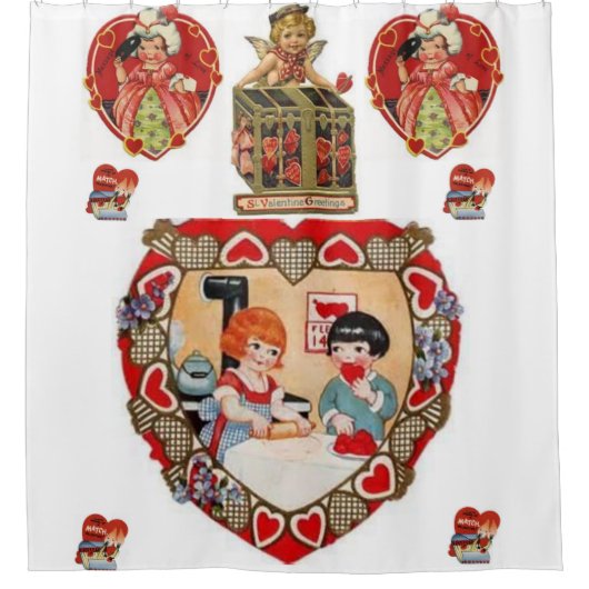  valentijn rood wit douwergordijn douchegordijn (Voorkant)